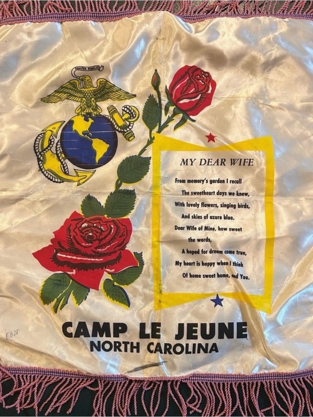 Lot of 4 Vintage Military Souvenir Pillow Covers